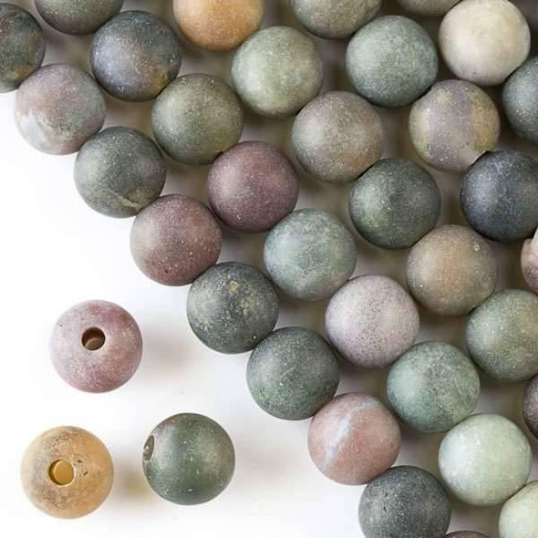 Cherry Tree Beads Matte Large Hole Fancy Jasper 10mm Round Beads with a 2.5mm Drilled Hole - approx. 8 inch strand 