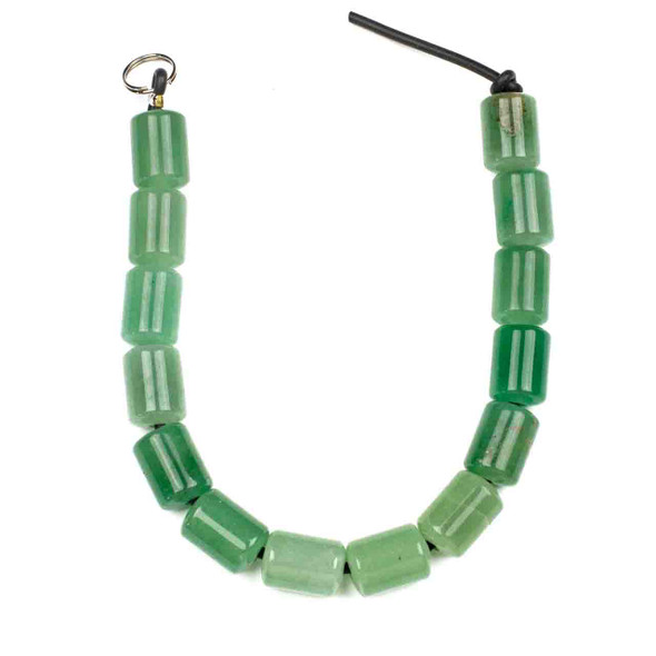 Large Hole Green Aventurine 10x14mm Barrel Beads with 2.5mm Drilled Hole - approx. 8 inch strand