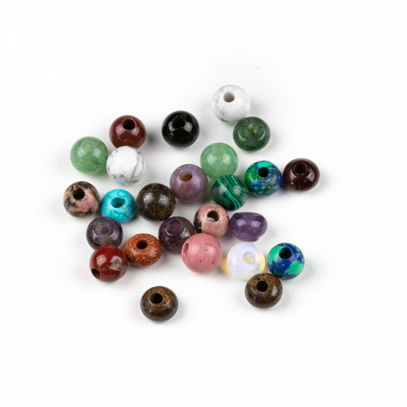 25 Mixed Smooth Large Hole 8mm Gemstone Round and Rondelle Beads
