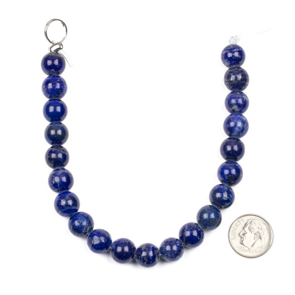 Large Hole Lapis 10mm Round Beads with a 2.5mm Drilled Hole - approx. 8 inch strand