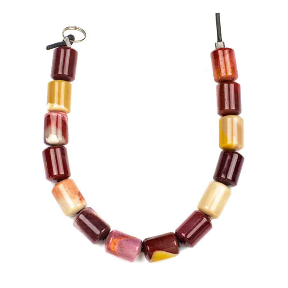 Large Hole Mookaite 10x14mm Barrel Beads with 2.5mm Drilled Hole - approx. 8 inch strand