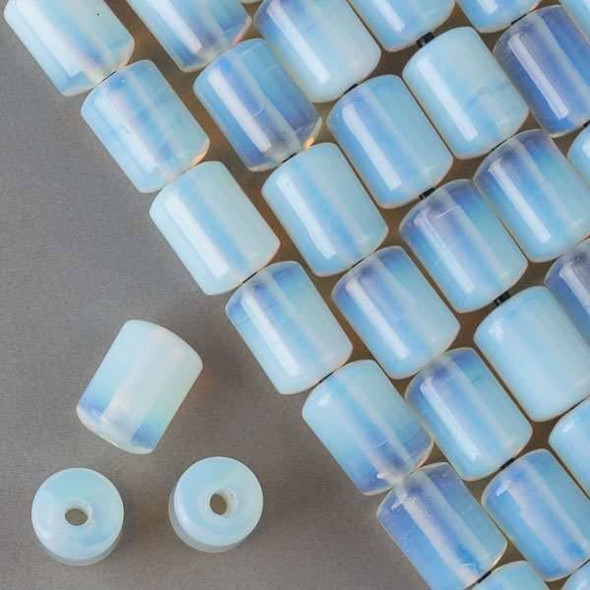 Large Hole Opaline 10x14 Barrel with 2.5mm Drilled Hole - approx. 8 inch strand