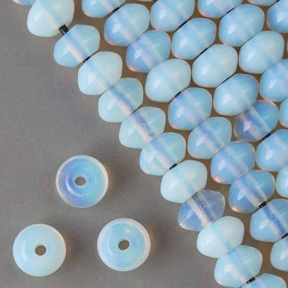 Large Hole Opaline 8x12mm Rondelle with 2.5mm Drilled Hole - approx. 8 inch strand