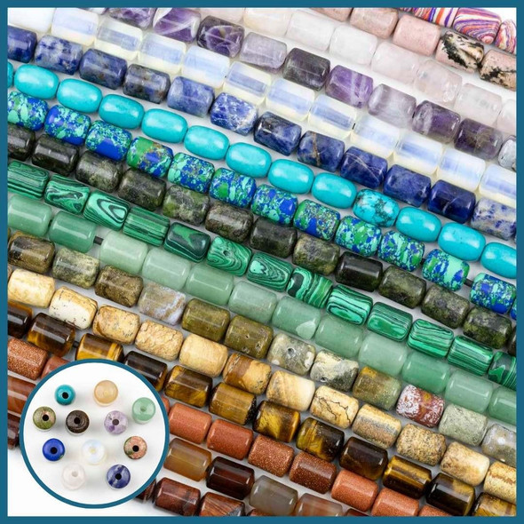 Cherry Tree Beads Large Hole Gemstone 10x14mm Barrel Beads with 2.5mm Drilled Hole - approx. 8 inch strand 