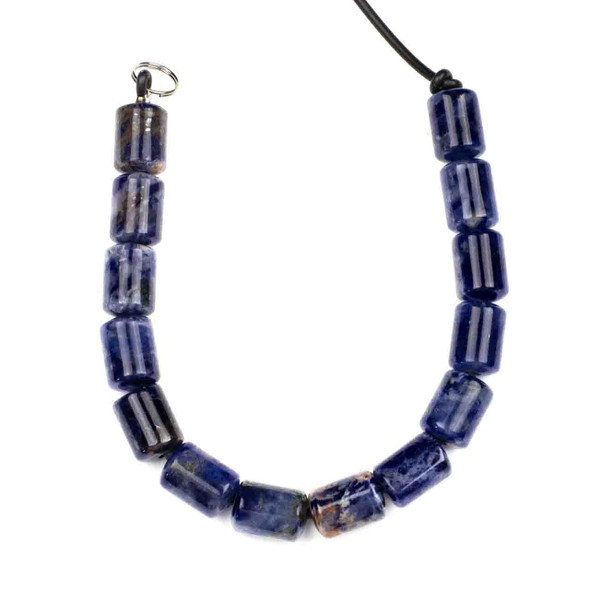Large Hole Sodalite 10x14mm Barrel Beads with 2.5mm Drilled Hole - approx. 8 inch strand
