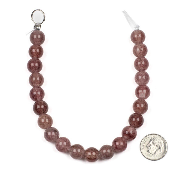 Large Hole Natural Strawberry Quartz 10mm Round Beads with a 2.5mm Drilled Hole - approx. 8 inch strand