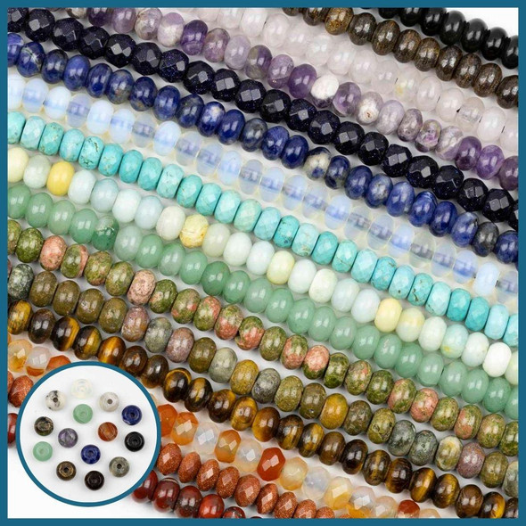Cherry Tree Beads Large Hole Gemstone 6x10mm Rondelle Beads with a 2.5mm Drilled Hole - approx. 8 inch strand  Cherry Tree Beads Large Hole Gemstone 6x10mm Rondelle Beads with a 2.5mm Drilled Hole - approx. 8 inch strand