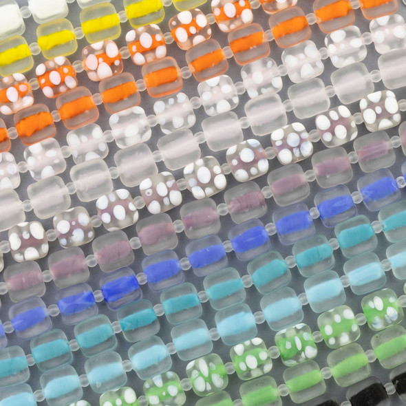 colorful lampwork square beads