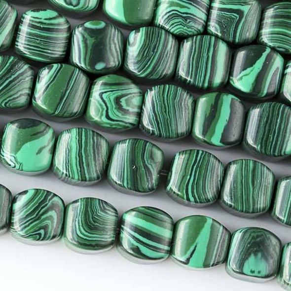 Synthetic Malachite 8mm Cushion Beads - approx. 8 inch strand, Set A