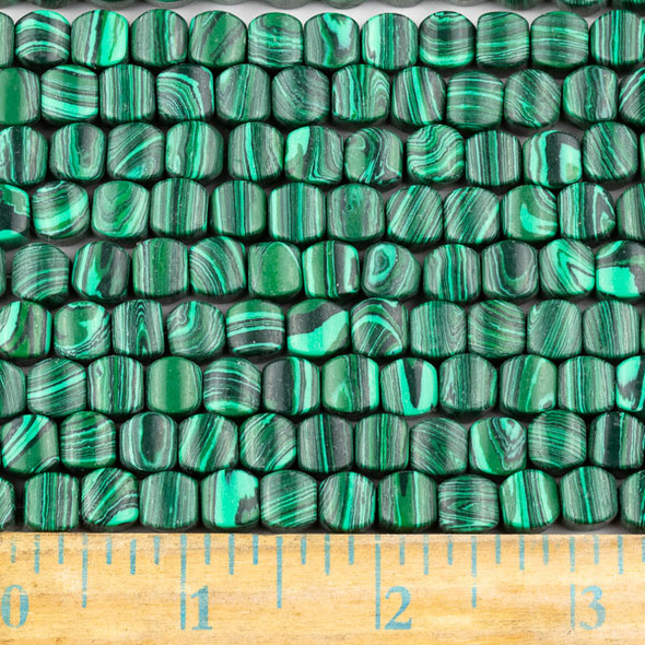 Synthetic Malachite 8mm Cushion Beads - approx. 8 inch strand, Set A