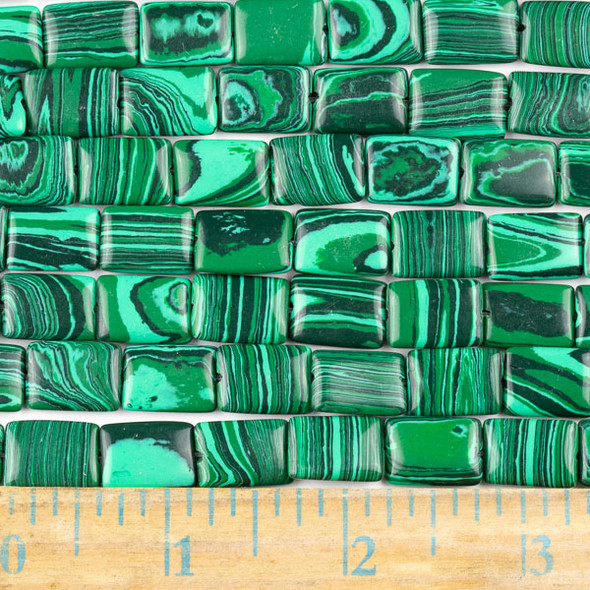 Synthetic Malachite 10x14mm Rectangle Beads - approx. 8 inch strand, Set A