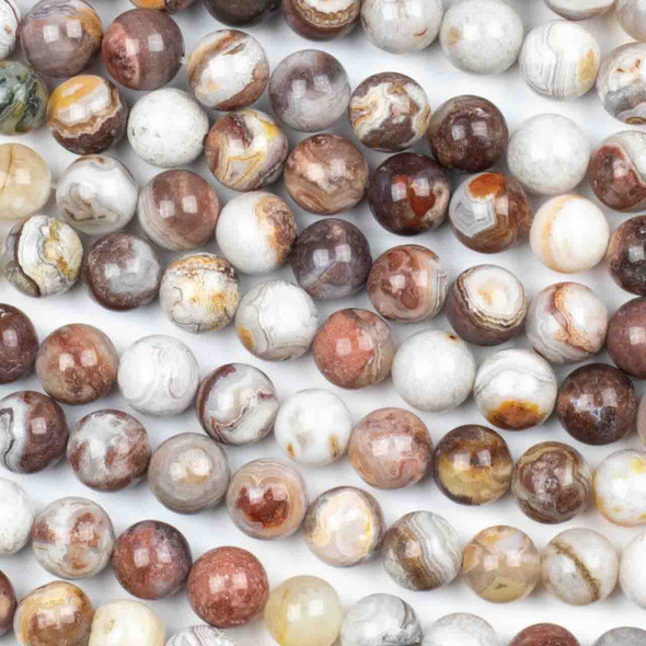 Mexican Laguna Lace Agate 8mm Round Beads - 14 inch strand