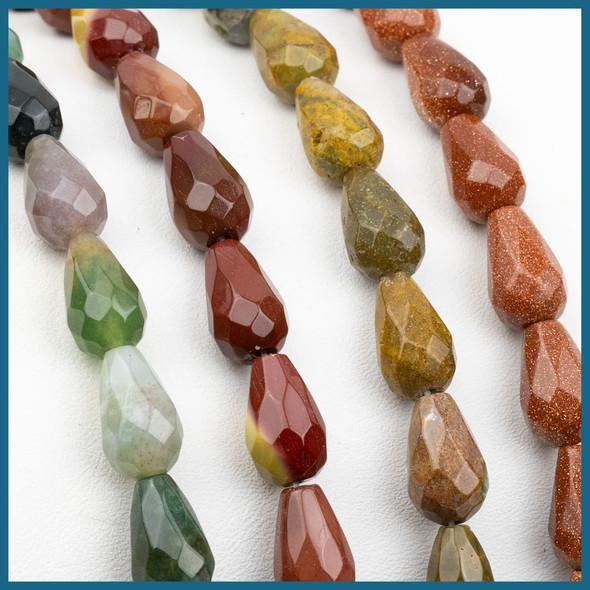 Cherry Tree Beads Mookaite 8x12mm Faceted Rounded Teardrop Beads - approx. 8 inch strand,