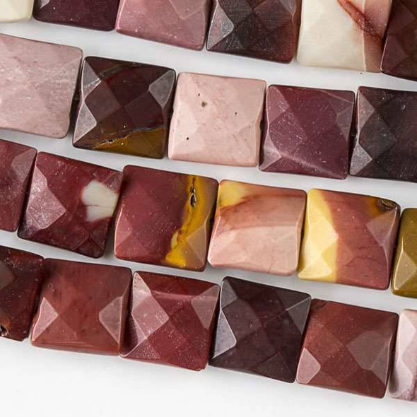 Mookaite 10mm Faceted Square Beads - approx. 8 inch strand, Set B