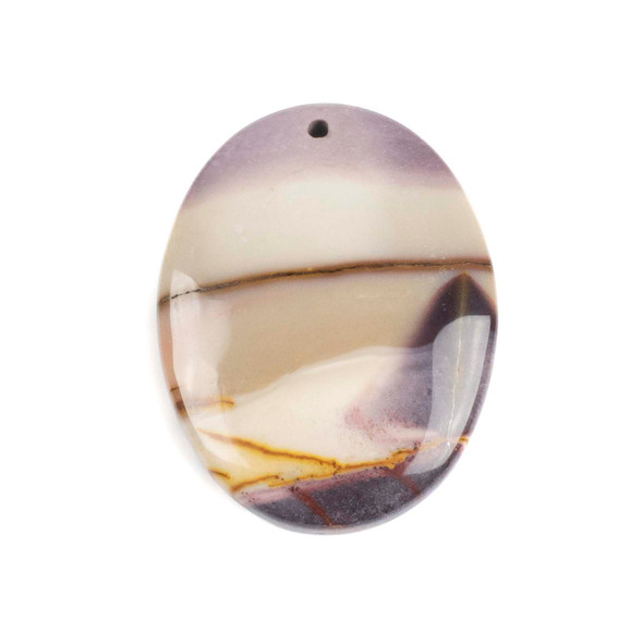 Light Multicolor Mookaite 35x45mm Top Front to Back Drilled Oval Pendant with a Flat Back - 1 per bag