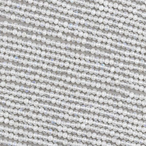 Cherry Tree Beads Rainbow Moonstone 2mm Microfaceted Round Beads - 15 inch strand 