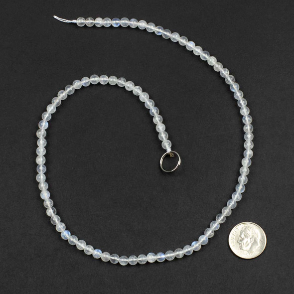 Blue Moonstone 4mm Round Beads - 15 inch strand