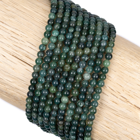 Cherry Tree Beads Moss Agate 4mm Round Beads - 15 inch strand