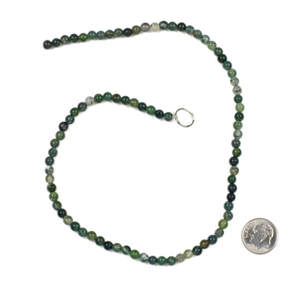 Moss Agate 4mm Round Beads - 15 inch strand