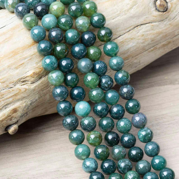 Cherry Tree Beads Moss Agate 6mm Round Beads - 15 inch strand 