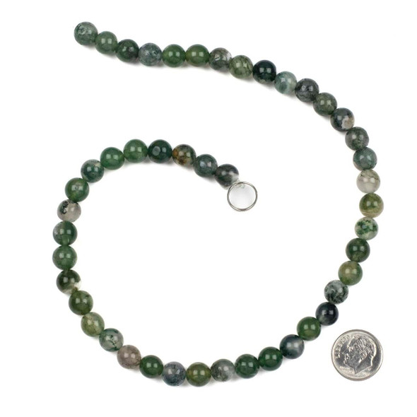 Cherry Tree Beads Moss Agate 8mm Round Beads - 15 inch strand 