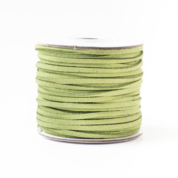 Moss Green Microsuede 1.5mm Thick, 2mm Wide Flat Cord - 100 yard spool