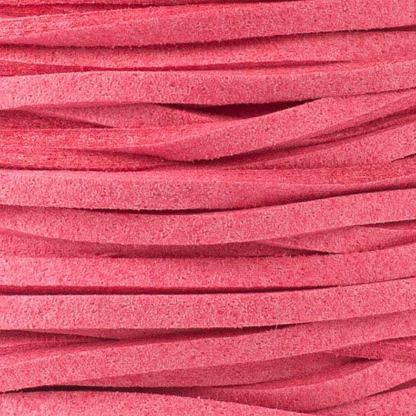 Pink Hibiscus Microsuede 1.5mm Thick, 2mm Wide Flat Cord - 100 yard spool
