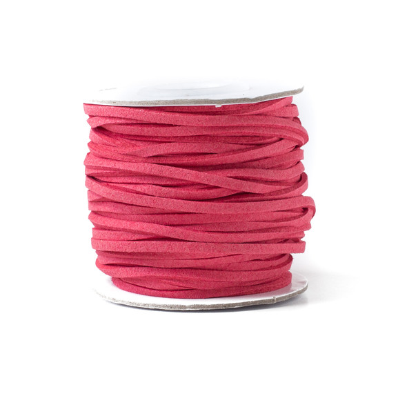 Pink Hibiscus Microsuede 1.5mm Thick, 2mm Wide Flat Cord - 100 yard spool