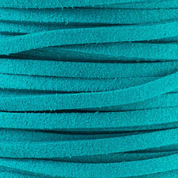 Turquoise Green Microsuede 1.5mm Thick, 2mm Wide Flat Cord - 25 yard spool