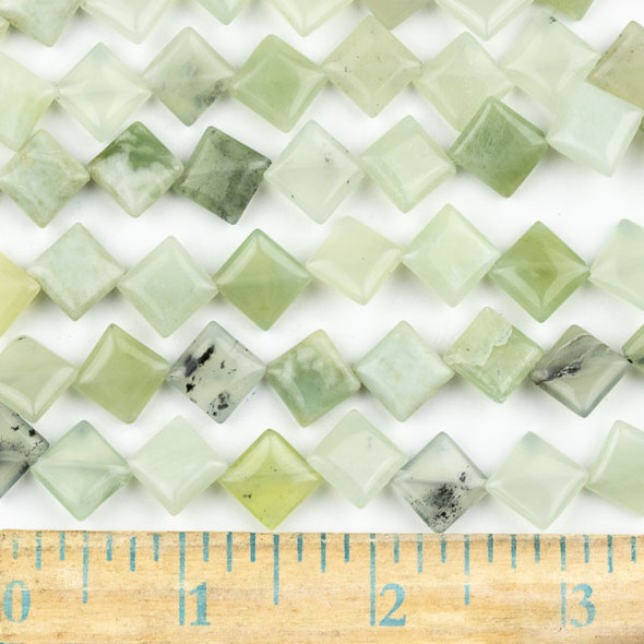 New Jade 10mm Diagonal Drilled Square Beads - approx. 8 inch strand, Set A