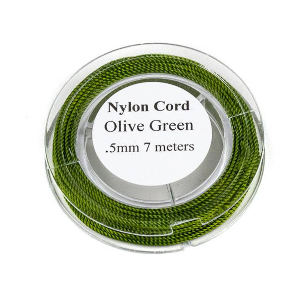 Nylon Cord - Olive Green, .5mm, 7 meter spool