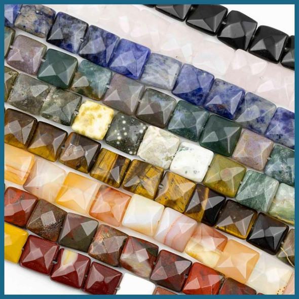 Cherry Tree Beads Gemstone 10mm Faceted Square Beads - approx. 8 inch strand 