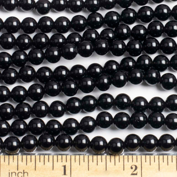 Black Obsidian 6mm Round Beads - approx. 8 inch strand, Set A