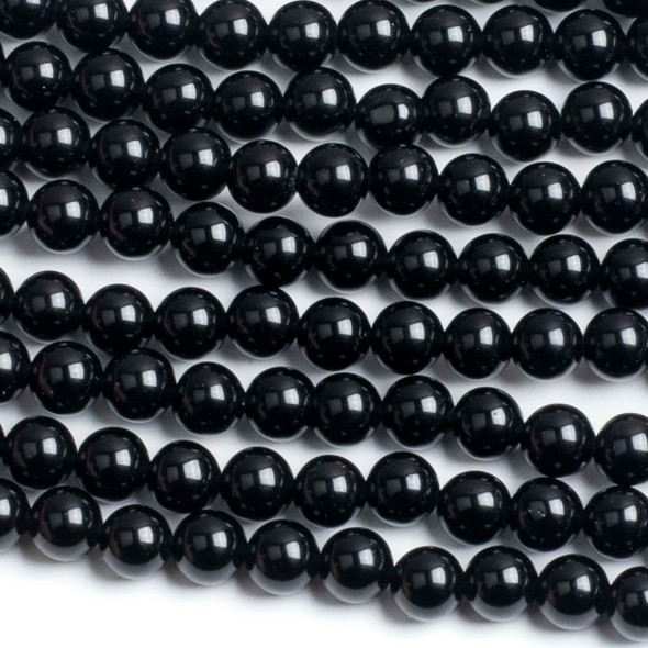 Black Obsidian 6mm Round Beads - approx. 8 inch strand, Set A