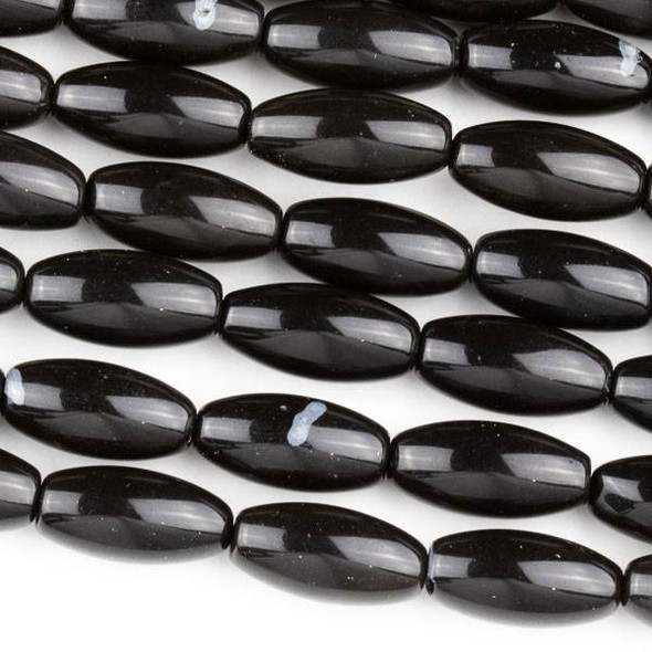 Black Obsidian 7x15mm Rice Beads - approx. 8 inch strand, Set A
