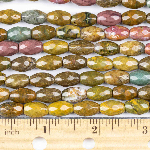 Ocean Jasper 8x12mm Faceted Rice Beads - approx. 8 inch strand, Set B