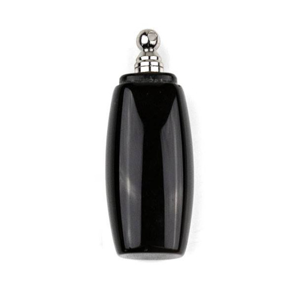 Onyx 18x37mm Flat Tube Perfume Bottle Pendant with Silver Stainless Steel Top #7