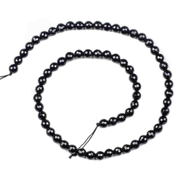 Onyx 6mm Faceted Round Beads - 15 inch strand