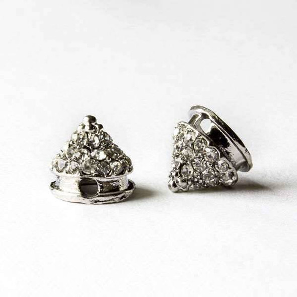 Pave 10mm Base Metal Silver Cone Spike with Crystals