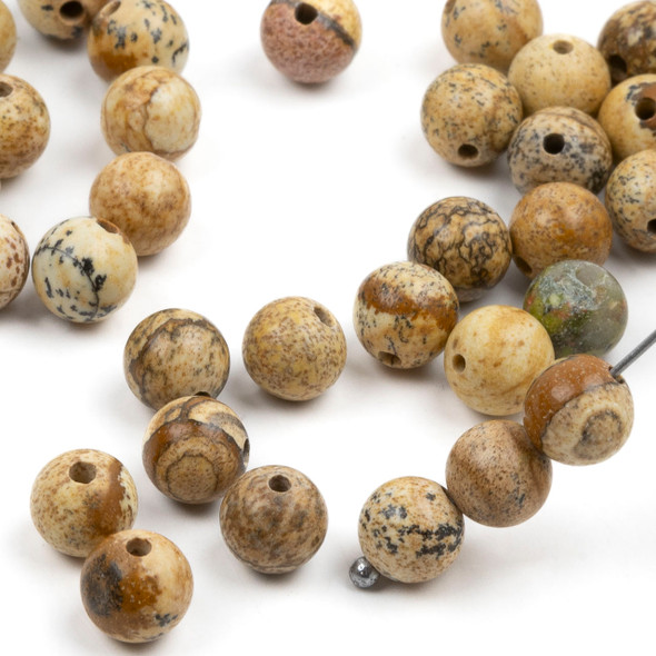 Cherry Tree Beads Picture Jasper 6mm Round Beads - 15 inch strand