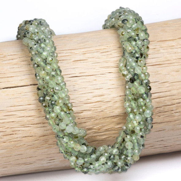 Cherry Tree Beads Prehnite 3mm Faceted Round Beads - 15 inch strand 
