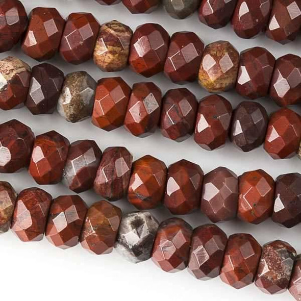 Cherry Tree Beads rainbow jasper faceted 5x8mm rondelle beads, natural earthy tones, approx. 8 inch strand, Set B.