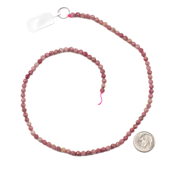 Rhodonite 4mm Faceted Round Beads - 15 inch strand