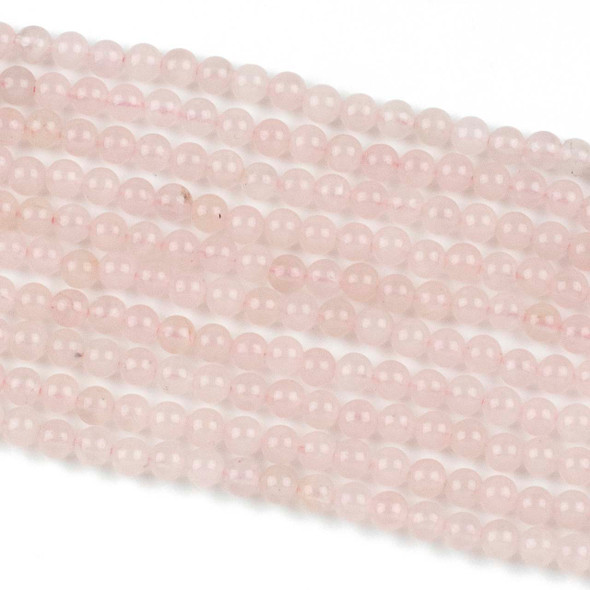 Rose Quartz 4-5mm Round Beads - 15 inch strand