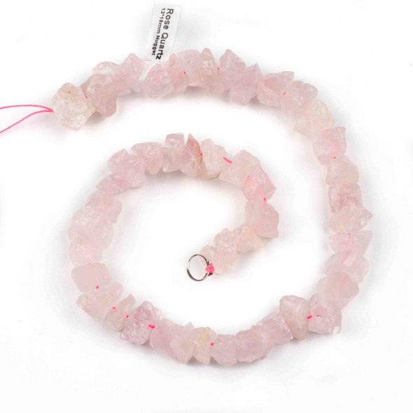 Rose Quartz approximately 7x14-12x18mm Rough Nugget Beads - 16 inch strand