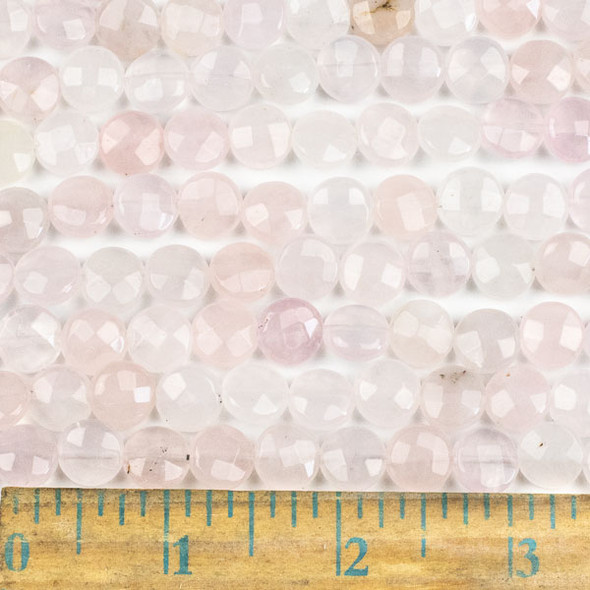 Rose Quartz Faceted 10mm Coin Beads - approx. 8 inch strand, Set B