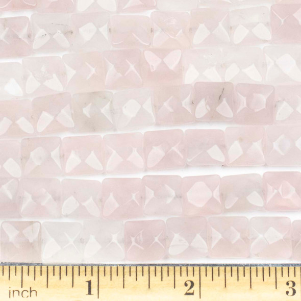 Rose Quartz Faceted 10mm Square Beads - approx. 8 inch strand, Set B