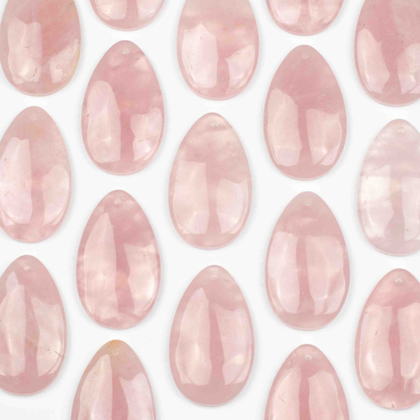 Rose Quartz 30x50mm Top Front to Back Drilled Teardrop Pendant with a Flat Back - 1 per bag