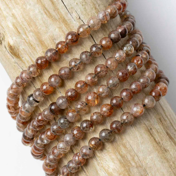 Cherry Tree Beads Red Rutilated Quartz 4mm Round Beads - 15 inch strand 