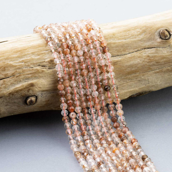 Cherry Tree Beads Red Rutilated Quartz 4mm Faceted Round Beads - 15 inch strand 